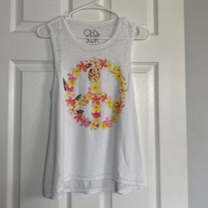 Chaser | Floral Peace Sign Tank Top Size Medium